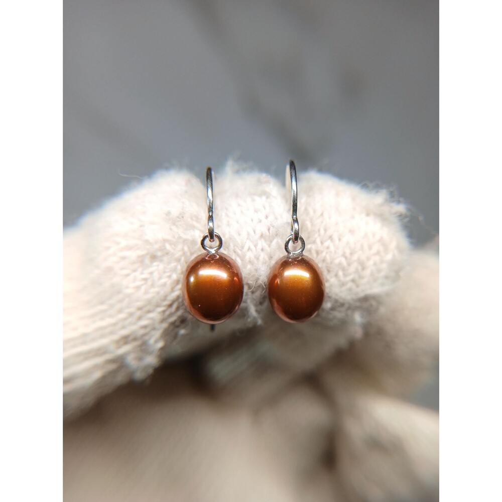 Sterling Silver Chocolate Freshwater Pearl Drop Earrings
